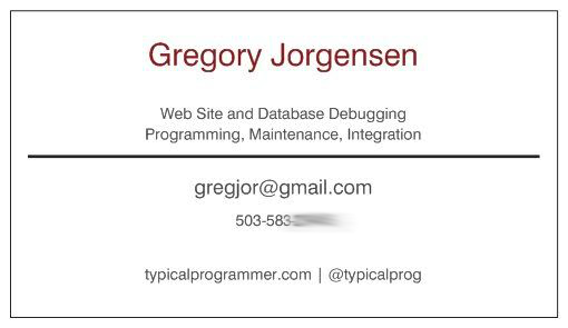 Greg Jorgensen business card